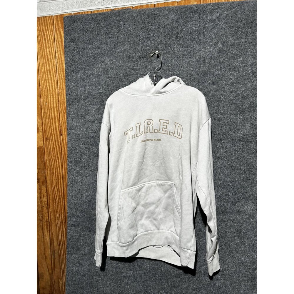 Jessica Ulrichs Hoodie Womens Large Gray T.I.R.E.D Moms Club Graphic Pullover